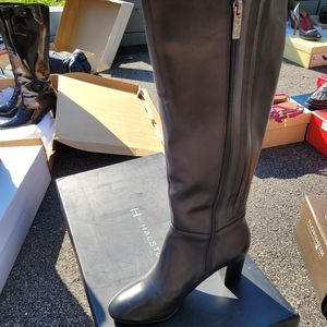 Leather Knee High Round Toe Boots